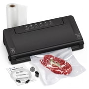 Mainstays Food Vacuum Sealer Machine, Powerful Multi-Mode Food Sealer With Built-In Bag Cutter & Storage, Accessory Port for Jars/Canisters, Includes (1) 11 in Roll, For Meal Prep & Freezer Storage