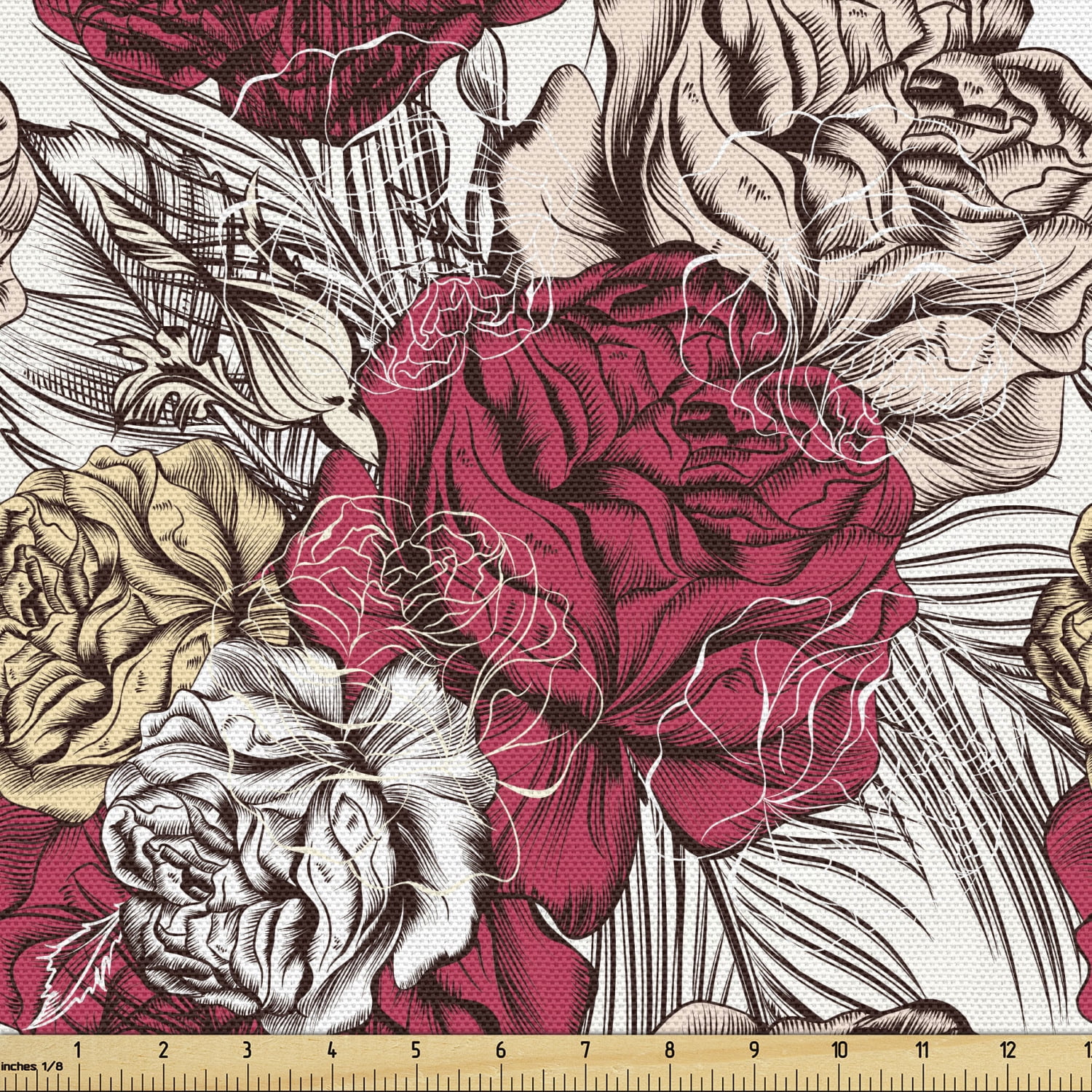 Floral Fabric by the Yard Upholstery Close up Scene of Detailed