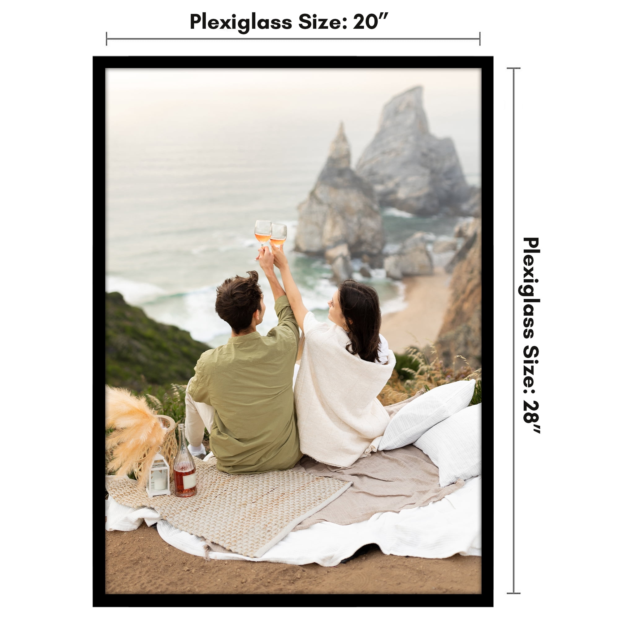 Americanflat 20x28 Picture Frame with Polished Plexiglass Streamline Collection Thin Border Wall - Black