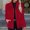 Red, variant on Women's Stand Collar Vertical Rib Fuzzy Zip Up Jacket, Long Sleeve Soft Plush Sherpa Coat with Side Pockets for Fall Winter Daily Casual Layering