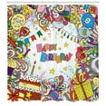 thumbnail image 3 of Ambesonne Colorful Shower Curtain, Colorful Cartoon Party, 69"Wx84"L, Multicolor, 3 of 3