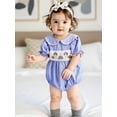 thumbnail image 3 of Suealasg Baby Girls Birthday Romper Casual Cake Balloon Embroidery Plaid Short Sleeve Newborn Jumpsuit for Toddler Cute Clothes, 3 of 9