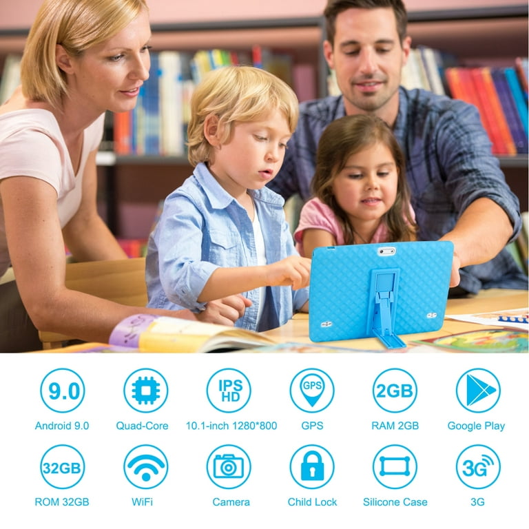 Tablette Enfant, SANNUO 10.1 Pouces Quad Core 3G Kids Tablette Tactile,Android