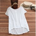 thumbnail image 6 of SHITINN Women Lady Linen Solid T-Shirt Casual Plain Loose Blouse Shirt Asymmetrical Tops Women's Short Sleeve Tops Womens Shirt Spring Tops for Women, 6 of 6