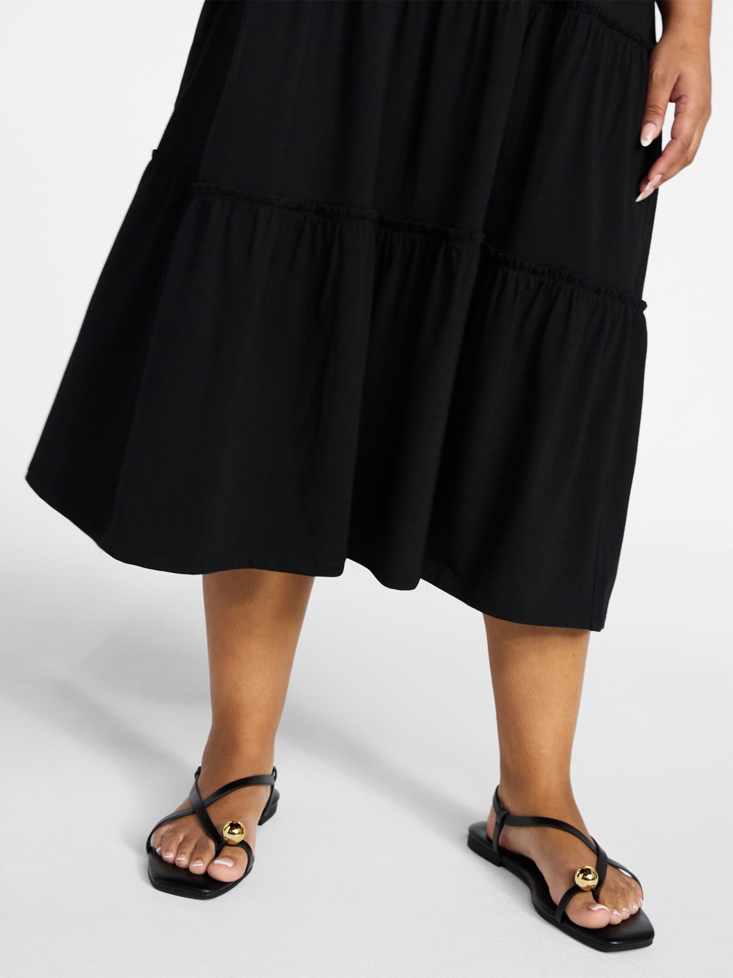 Terra & Sky Women's Plus Size Square Neck Smocked Dress, Sizes 0X-4X