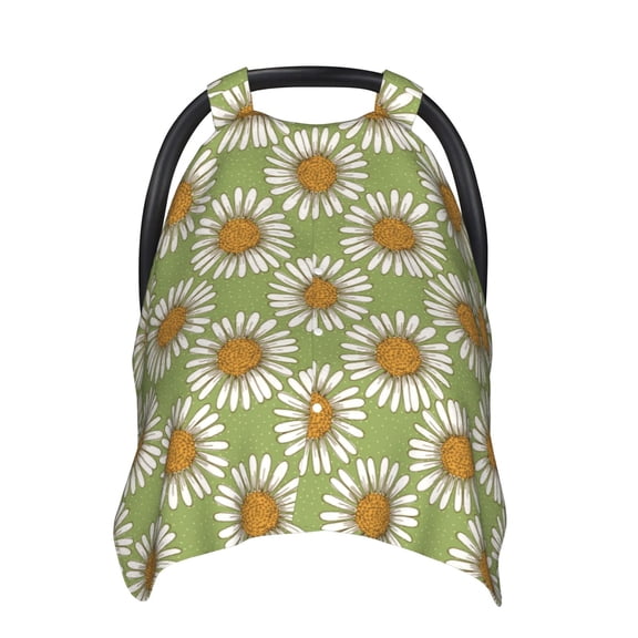 Car Seat Cover Baby - Starry Sky Green Daisies Flowers Breathable Infant Car Seat Cover for Baby Carseat, Lightweight Comfort Baby Essentials Must Haves Newborn Stuff for Girl Boy