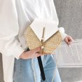 thumbnail image 4 of Paja en Forma Hexágono + Bolsos Hombro PU Bolsos Con Asa Superior para Mujeres Playa (Blanco), 4 of 9