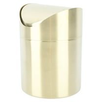 BIMZUC Mini Desktop Trash Can, 304 Stainless Steel with Gold Lid, Small Office/Home Wastebasket