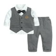 thumbnail image 2 of Hwmodou Toddler Boys Holiday Outfit Sets Kids Baby Clothes Suit Gentleman Wedding Outfits Formal Dress Shirt Bowtie Vest Suspender Pants Gifts For Teen Boys,6M-4Y, 2 of 9