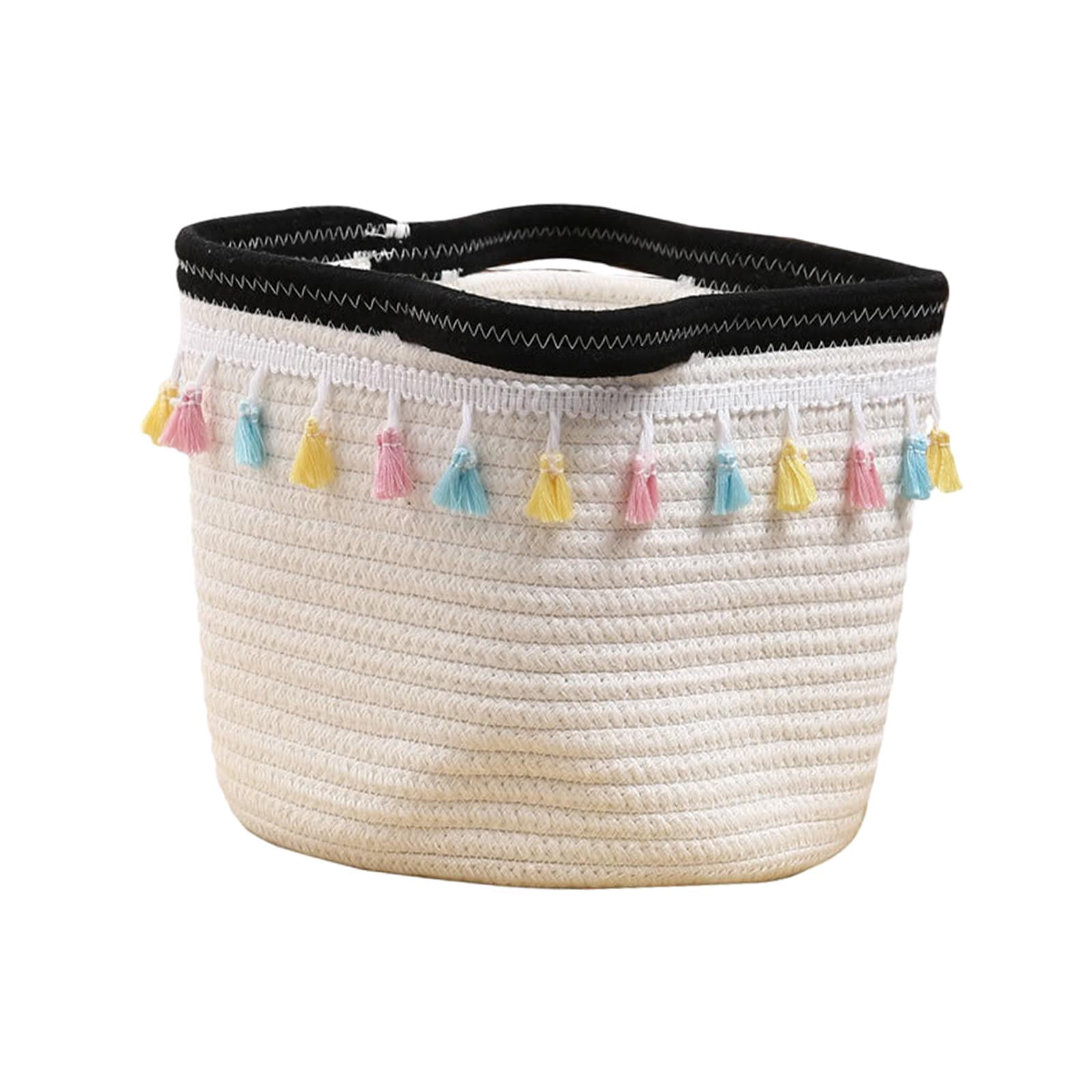 TISHITA Cotton Rope Storage Basket Baby Nursery Bin Portable Nordic Blanket Basket Laundry Hamper for Comforters Shoes Toiletry Socks
