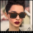 thumbnail image 2 of Nostalgic Chunky Thick Horn Rim Narrow Rectangle Plastic Hipster Sunglasses Tortoise Black, 2 of 8