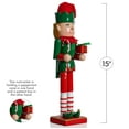 thumbnail image 4 of Ornativity Christmas Elf Holiday Nutcracker – Red and Green Wooden Elf with Candy Cane and Gift Box Xmas Themed Holiday Nut Cracker Doll Figure Toy Decorations, 4 of 8