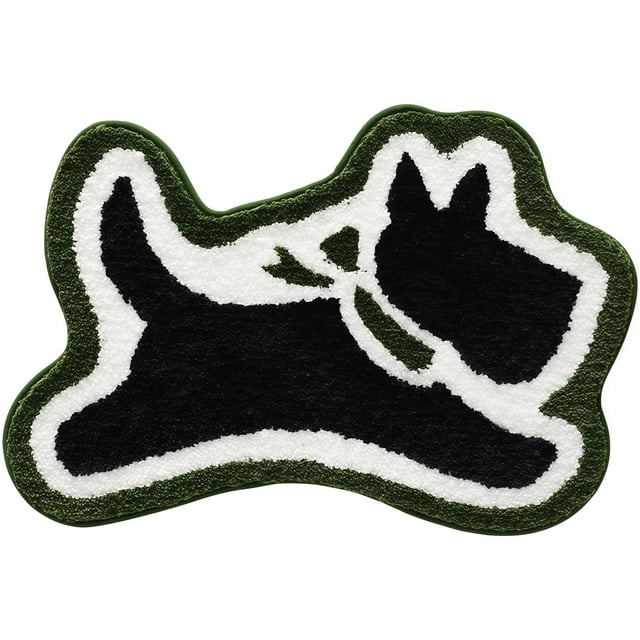 Western Puppy Pattern Bath Mat Soft Microfiber Shaped Carpet With Non- Rubber Backing For Bathroom Floor