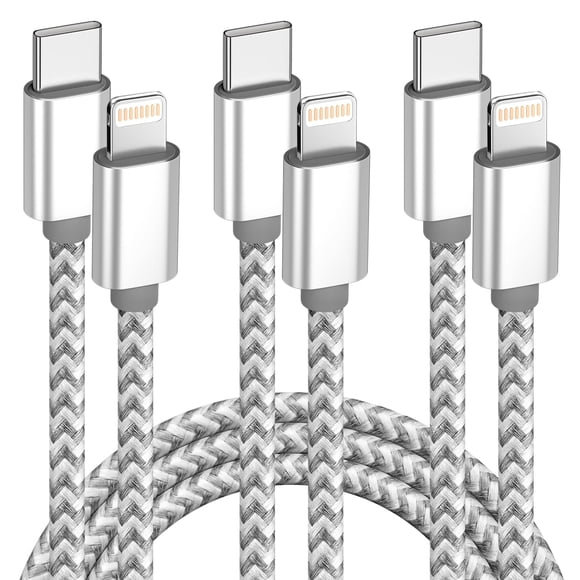 Cable USB-C a Lightning MenoSupp, paquete de 3, 1,8 m, trenzado