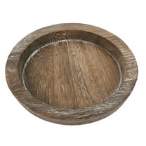 NIYANGLE 1Set Rustic Candle Tray Round Wood Serving Tray Coffee Round for Home Decor 8.06X8.06X0.98in