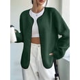thumbnail image 6 of Womens Fleece Jacket Fall Winter Warm Long Sleeve Casual Loose Fit Comfy Fashion Outwear Cardigan Coat Dark Green S, 6 of 8