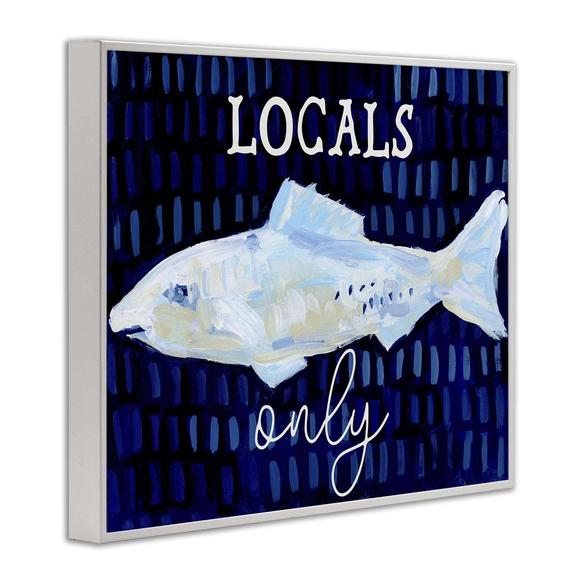 Stupell Industries Locals Only with Fish Animals & Insects Painting White Framed Art Print Wall Art, 14 x 11