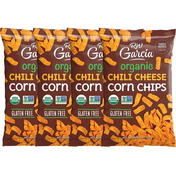 RW Garcia Organic Chili Cheese Corn Chips, Gluten Free, 7.5oz bags, 4 pack