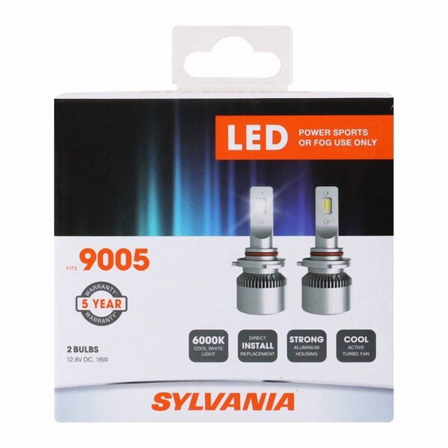 Sylvania Silverstar Driving/Fog Light Bulb 9005SL.BX2 Driving/Fog Light Bulb; 9005; LED; 18 Watt; White; 6000K Light Color Temperature; 12.8 Volt; Set Of 2