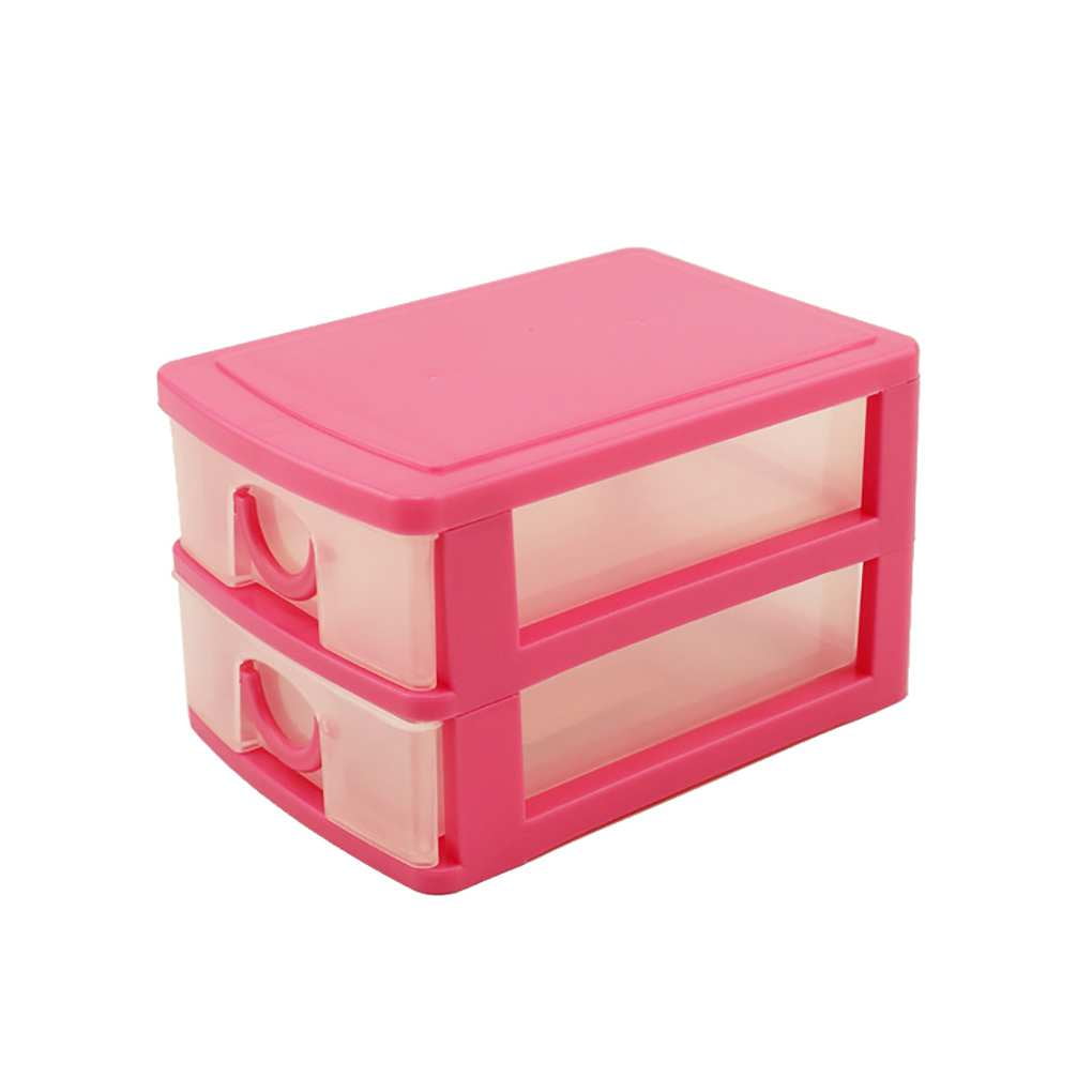2/3 Layers Plastic Drawer Type Makeup Storage Box Desk Sundries