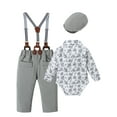 thumbnail image 2 of CARETOO Newborn Baby Boy Clothes Formal Long Sleeve Print Dress Shirt Suspender Pants Outfit 4pcs, 2 of 12