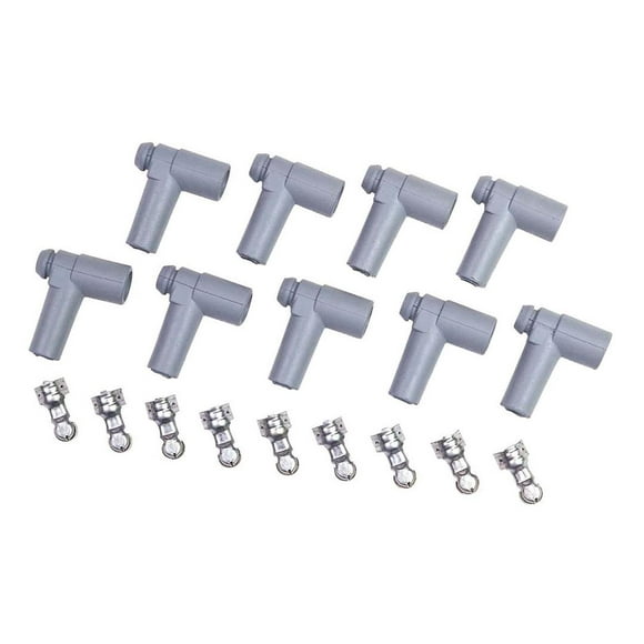 MSD Ignition Distributor Boot 8849 90 Degree HEI Style; Fits 8.5 Millimeter Wires; With Terminal; Silicone; Set of 9