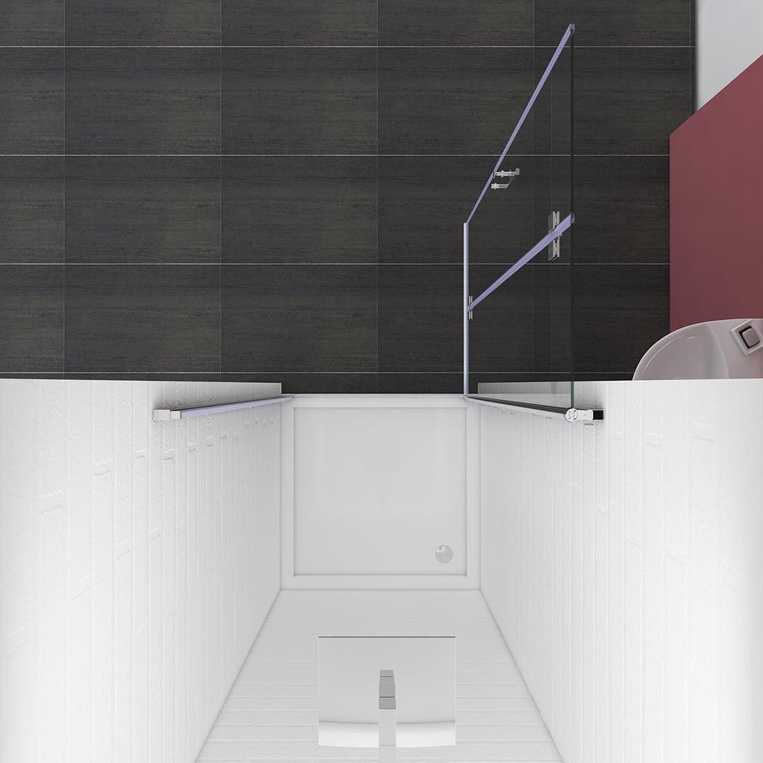 Sunny Shower 36" W x 72" H Bi-Fold Hinged Frameless Shower Doors in Chrome Finish