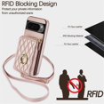 thumbnail image 4 of For Google Pixel 10 / Pixel 10 Pro RFID Blocking Wallet Case Magnetic Flip Cover Multi-Card Slots Zipper Pocket With 360 ° Rotating Ring Holder Detachable Shoulder Strap And Wrist Strap,Rose gold, 4 of 10