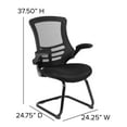 thumbnail image 6 of Flash Furniture Kelista Black Mesh Sled Base Side Reception Chair with Flip-Up Arms, 6 of 14