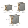 thumbnail image 2 of Walbest Rustic Bamboo Wood Support Comfortable Fabric Foldable Clothes Storage Basket, Large Capacity Clothes Laundry Organizer, 2 of 7
