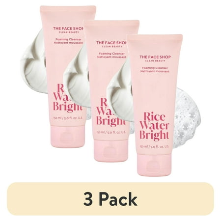 (3 pack) The Face Shop Rice Water Bright Foaming Cleanser 150ml | Vegan| Brightening | Rice Water | Hydrating | Rice Bran Oil | K-Beauty