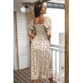 thumbnail image 2 of Aztec Print Puff Sleeve Slit Dress for Women Mid Calf Length, 2 of 3