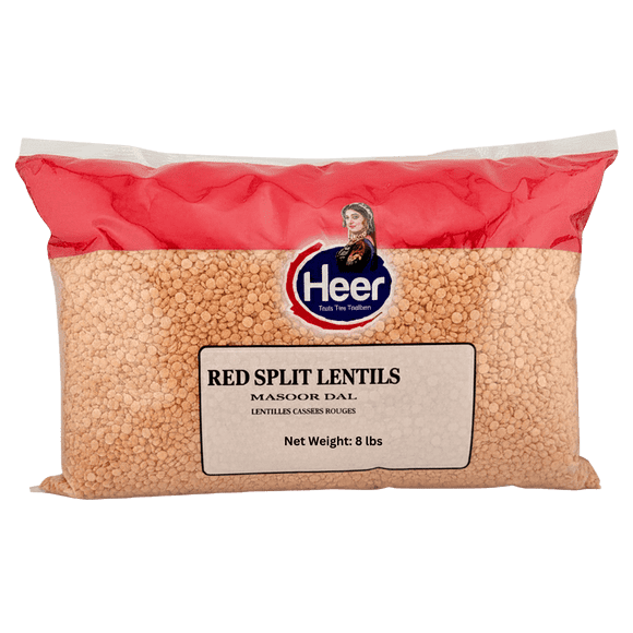 Heer Red Split Lentils, 8 lbs, Split Red Masoor Dal, Product of Canada