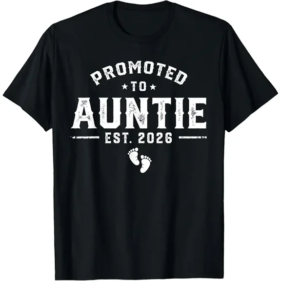 Auntie Est 2026 Promoted To Auntie 2026 New Auntie Baby Reveal Unisex T-Shirt, up to Size 5XL