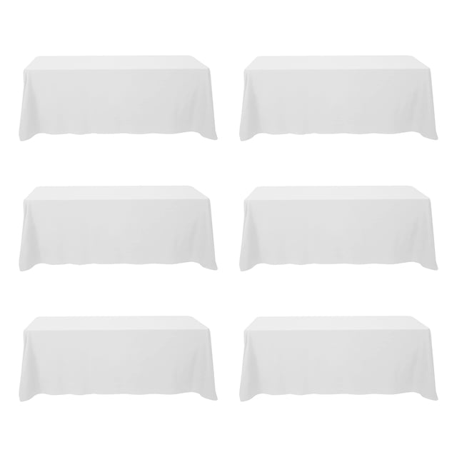 Mantel de poliéster blanco BRILLMAX de 8 pies, rectangular, 90 x 156 cm, paquete de 6