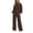 Coffee, variant on Women's Two Piece Sweatsuits Long Sleeve Drawstring High Neck Sweatshirts Elastic High Waist Wide Leg Pants Casual Sports Lounge Tracksuit Sets