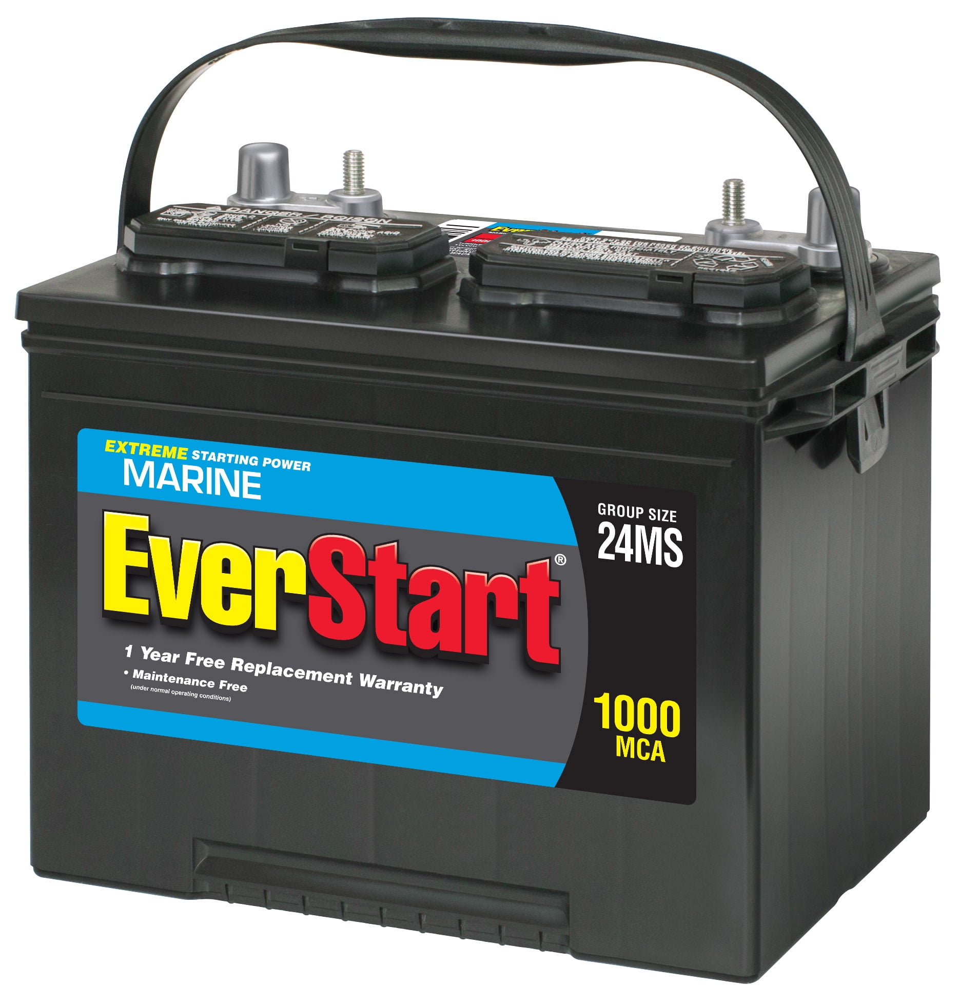 Exide EverStart Lead Acid Marine Battery, Group Size 24MS (12V/(12V/625 MCA) CCA)