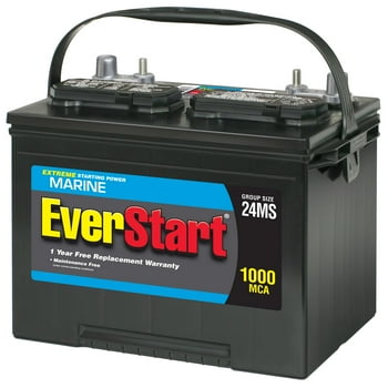 Exide EverStart Lead  Marine Battery, Group Size 24MS (12V/(12V/625 MCA) CCA)