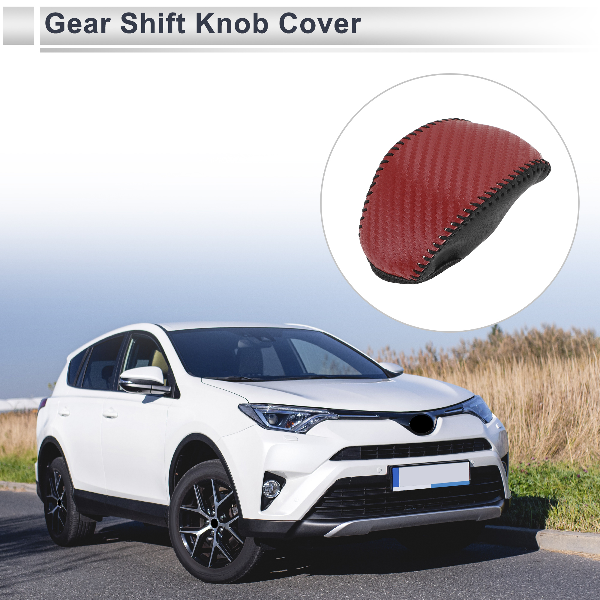 Unique Bargains Gear Shift Knob Cover for Toyota RAV4 2019-2024 Anti-Slip Black Red
