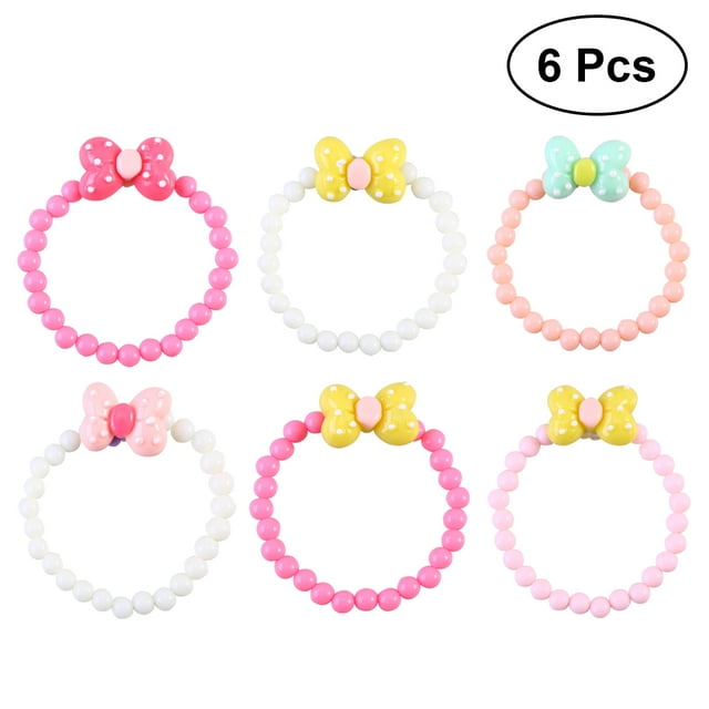 Candy Color Bracelet 6pcs Candy Color Bracelet Bowknot Lovely Children Jewelry Set for Kids (Random Color)