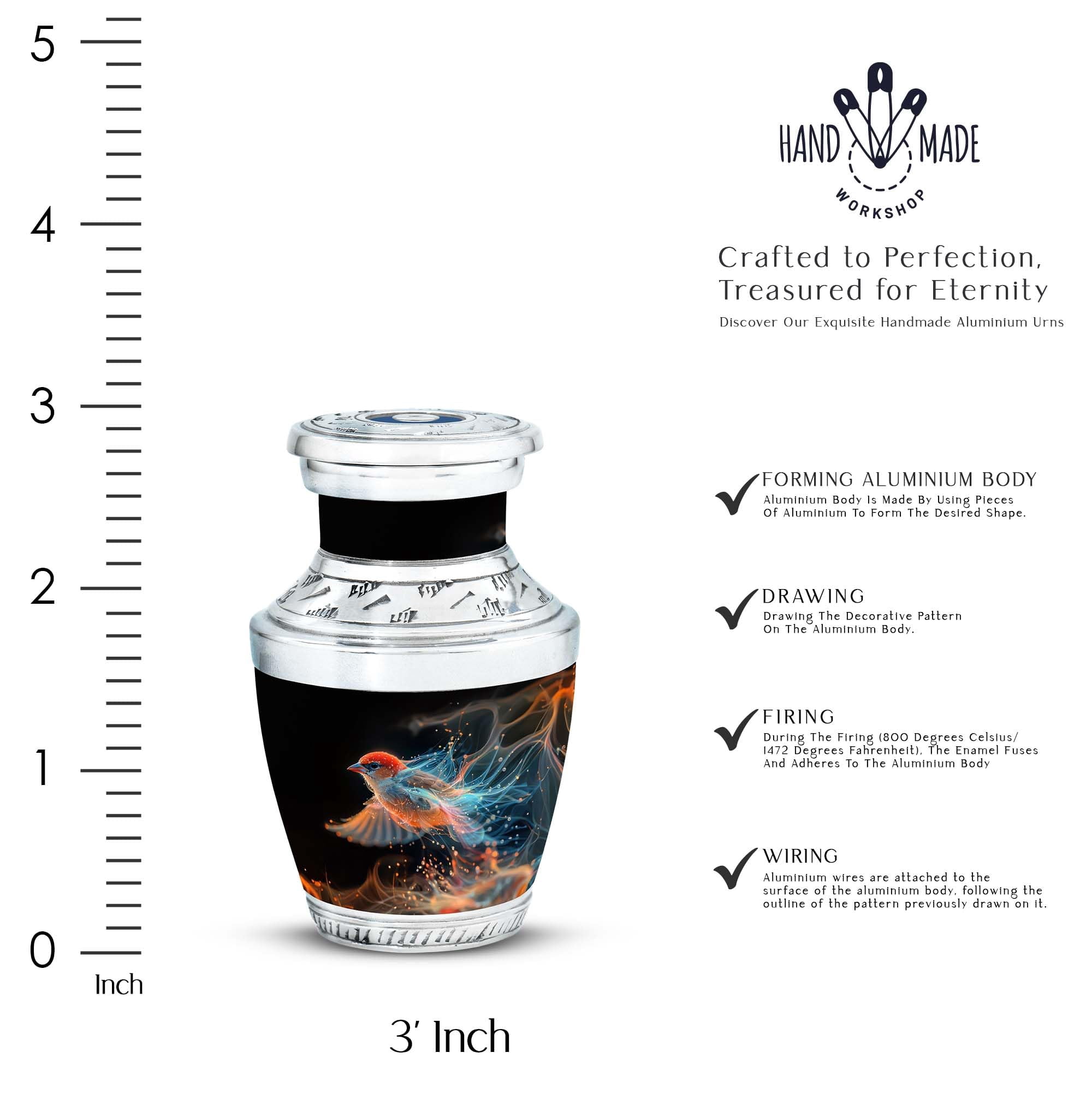 SUBSH Song Bird Urn - Mini Urns for Ashes - Small Dad Urns for Human Ashes - Urns for Ashes Adult Female - Urns Human Ashes - Funeral Urns for Women (Size - 3inch,2pcs)