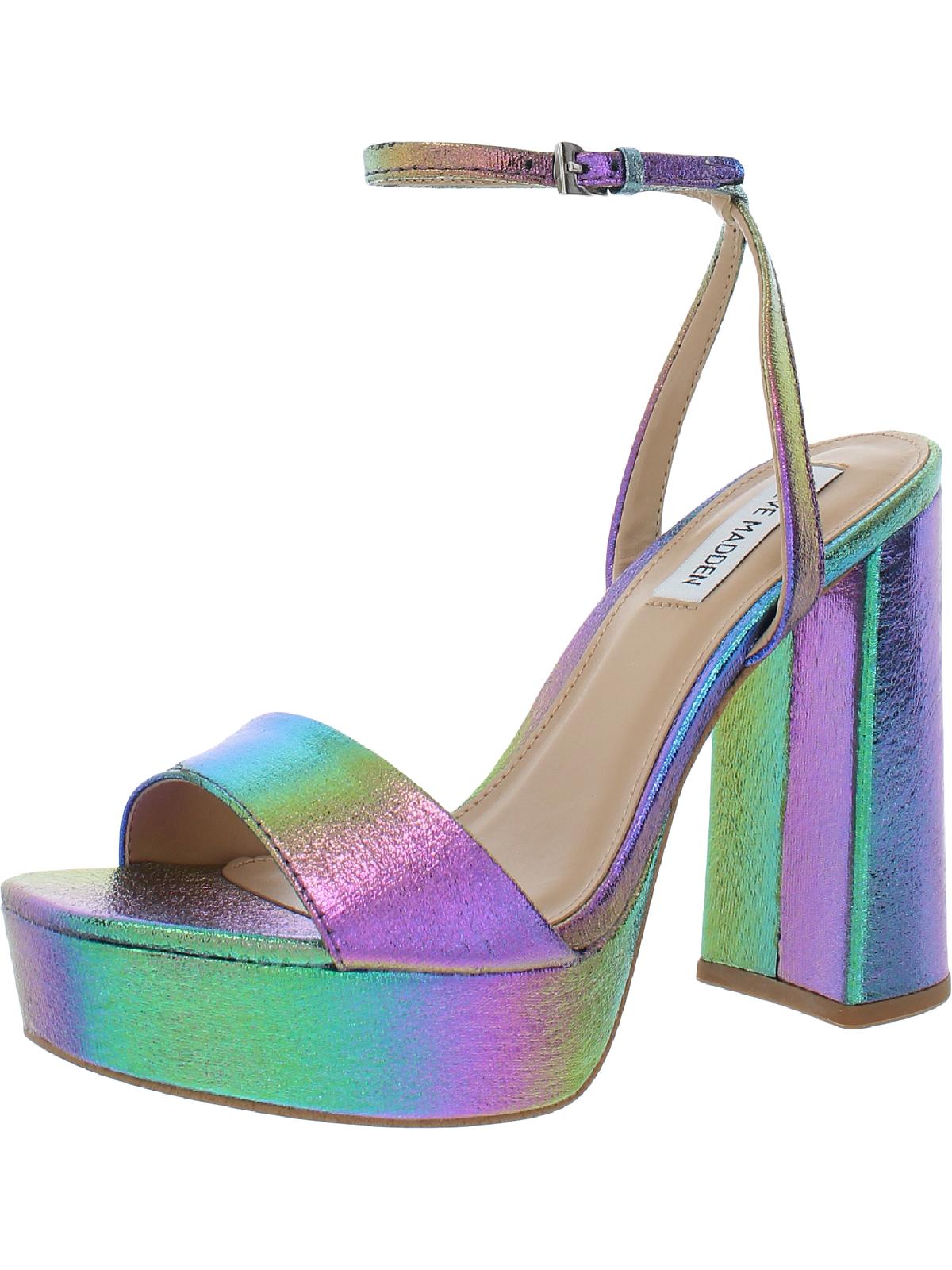 Steve Madden Lessa Women's Leather Platform Ankle Wrap Block Heel