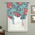 thumbnail image 2 of Red Teal Boho Plants Tie Up Curtain Valance for Window,Adjustable Rod Pocket Window Curtains Shades,Southwestern Retro Ethnic Tribal Light Filtering Valance Drapes for Living Room Bedroom 34"x45", 2 of 9