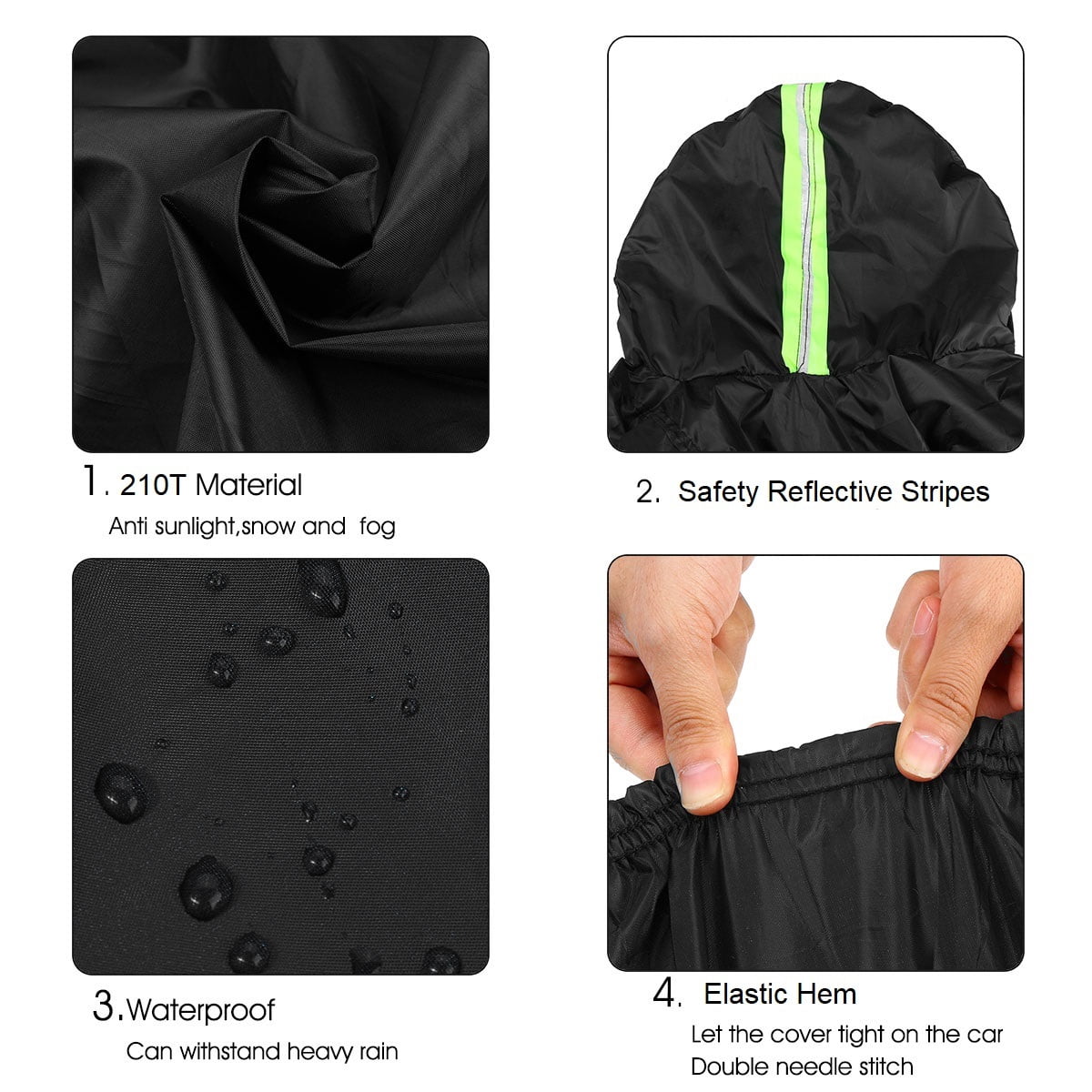 Car Cover Fit for Toyota RAV4, SUV Full Car Cover with Reflective Stripes Storage Bag Driver Door Zipper, Windproof Waterproof All Weather Protection Black