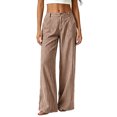thumbnail image 5 of QGJZVUNL Button High Waist Trousers for Womens Striped Wide Leg Pants with Pockets Size 2XL, 5 of 6