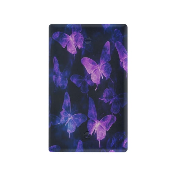 Purple Glowing Butterflies Light Switch Cover Switch Plate Outlet Cover Plug Cover for Electrical Outlet