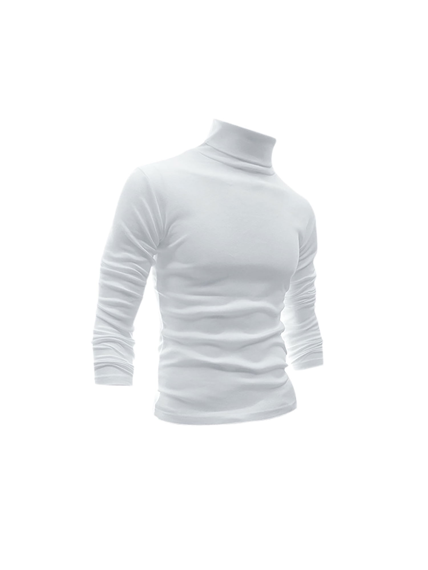 jonivey Mens Basic Turtleneck Long Sleeve Solid Casual Knitted T-Shirt Pullover Tops