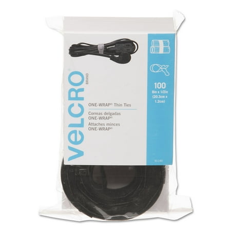 Velcro Reusable Self-Gripping Cable Ties, 1/2″ x 8″ Long, Black, 100 Ties/Pack Velcro Reusable Self-Gripping Cable Ties, 1/2″ x 8″ Long, Black, 100 Ties/Pack