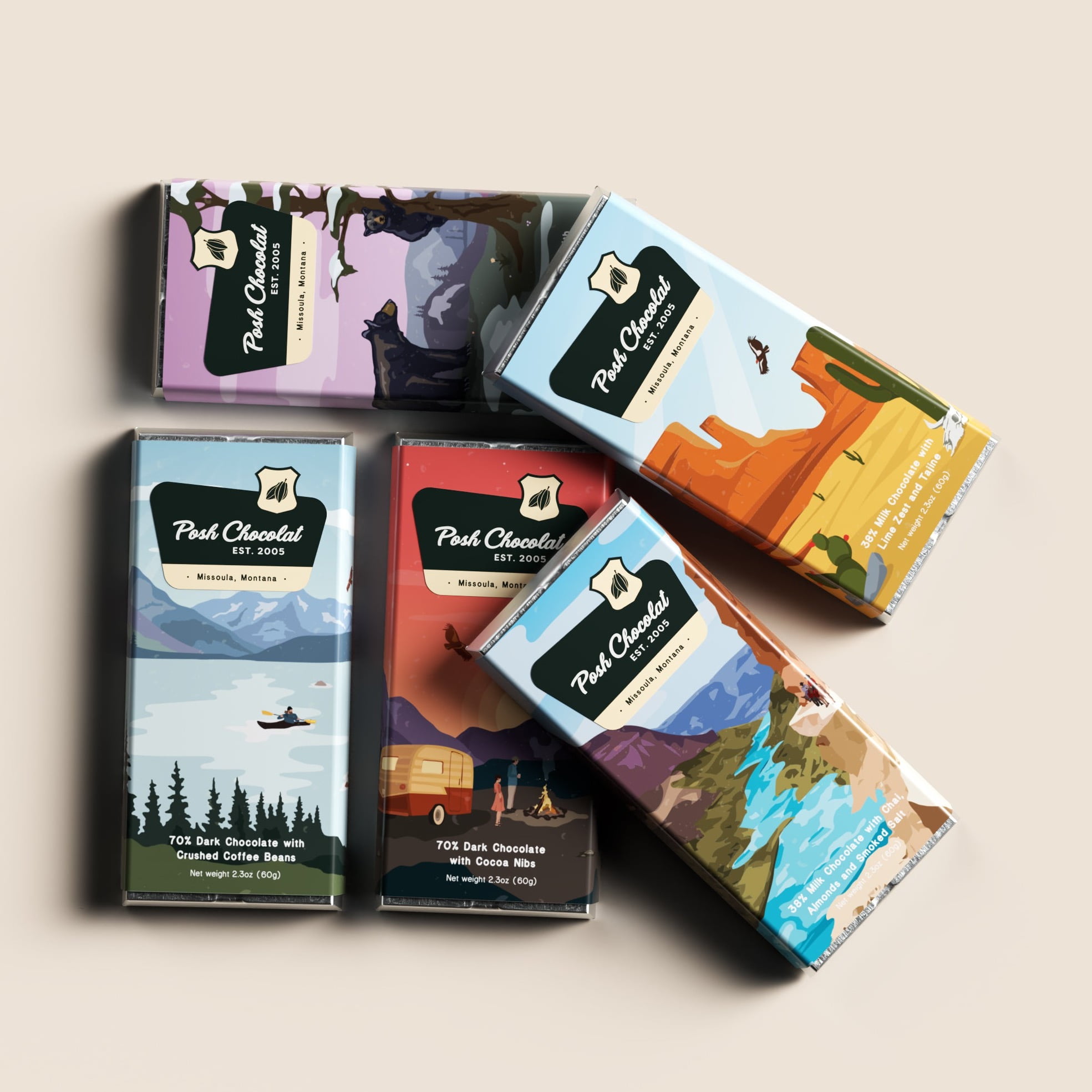 Posh Chocolat National Park Chocolate Bars, 8-Pack, 19oz