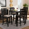 thumbnail image 6 of Bowery Hill Sand Upholstered Espresso Finished Wood 5-Piece Pub Set, 6 of 8